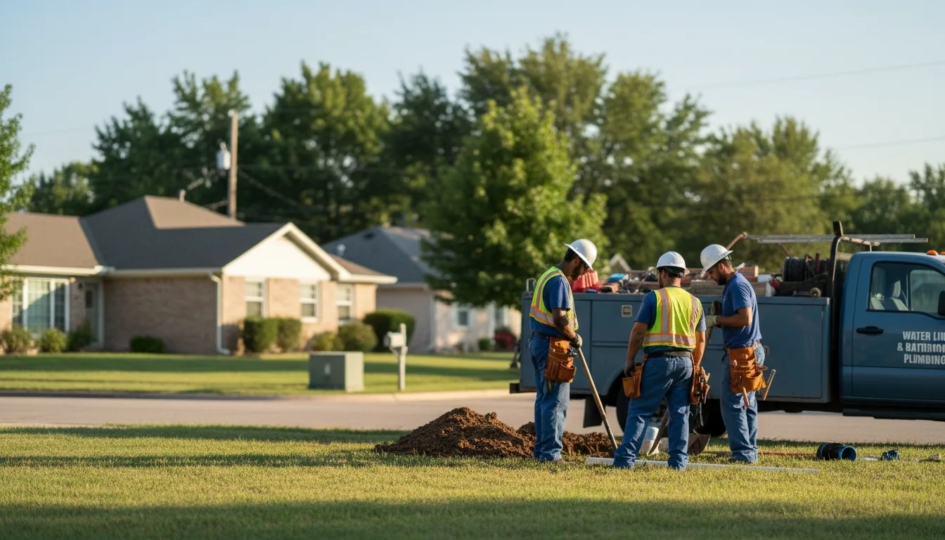 Residential water line and bathroom plumbing service in Persia, IA